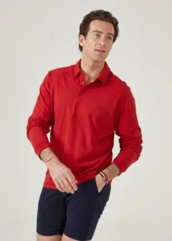 Storwood Long Sleeve Polo Shirt In Rosso 8 Storwood Long Sleeve Polo Shirt In Rosso -Alan Paine Fashion Store storwood mens faded dye polo shirt rosso 3