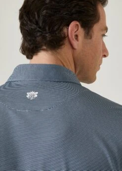 Waterbeach Striped Polo Shirt In Navy - Sports Fit -Alan Paine Fashion Store waterbeach polyester polo shirt navy 5