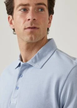 Weymouth Washed Effect Polo Shirt In Light Blue -Alan Paine Fashion Store weymouth short sleeve polo shirt light blue 2